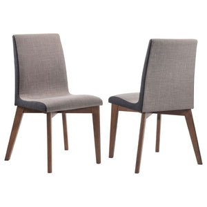 English Elm Grey Upholstered Dining Chairs Set of 2 with Walnut Legs Mid-Century Modern Style B2777P536444