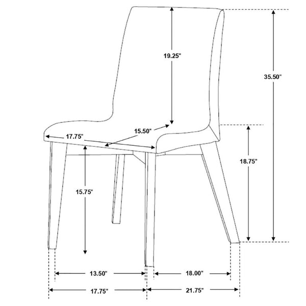 English Elm Grey Upholstered Dining Chairs Set of 2 with Walnut Legs Mid-Century Modern Style B2777P536444