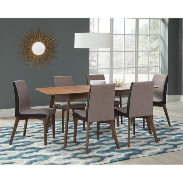 English Elm Grey Upholstered Dining Chairs Set of 2 with Walnut Legs Mid-Century Modern Style B2777P536444