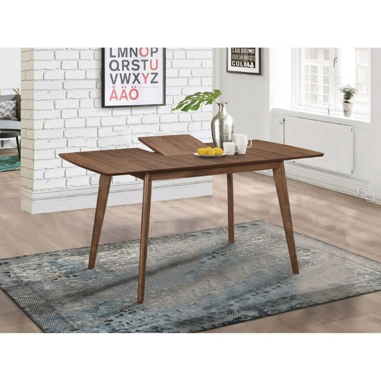 English Elm Natural Walnut Veneer Rectangular Dining Table Seats Four with Tapered Legs MCM Style B2777P536446