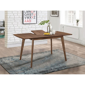 English Elm Natural Walnut Veneer Rectangular Dining Table Seats Four with Tapered Legs MCM Style B2777P536446