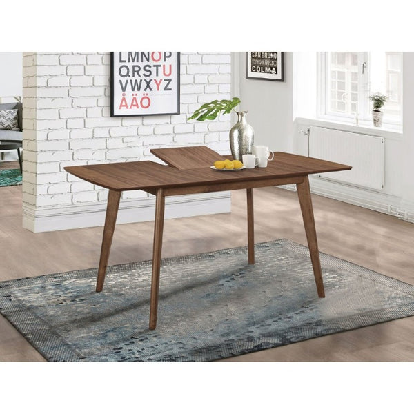 English Elm Natural Walnut Veneer Rectangular Dining Table Seats Four with Tapered Legs MCM Style B2777P536446