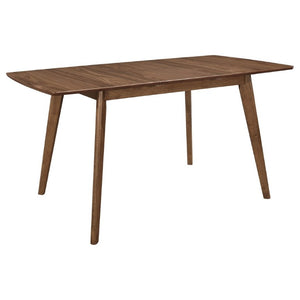 English Elm Natural Walnut Veneer Rectangular Dining Table Seats Four with Tapered Legs MCM Style B2777P536446