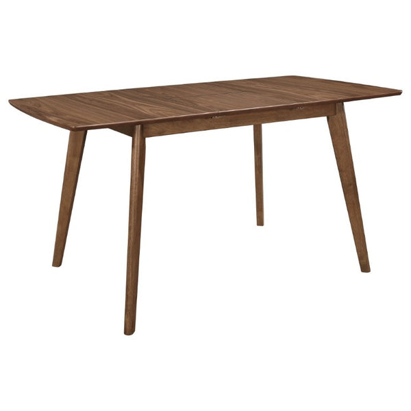 English Elm Natural Walnut Veneer Rectangular Dining Table Seats Four with Tapered Legs MCM Style B2777P536446