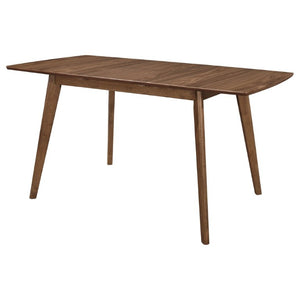 English Elm Natural Walnut Veneer Rectangular Dining Table Seats Four with Tapered Legs MCM Style B2777P536446
