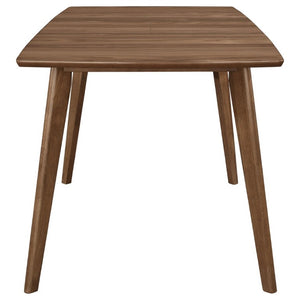 English Elm Natural Walnut Veneer Rectangular Dining Table Seats Four with Tapered Legs MCM Style B2777P536446