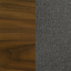 English Elm Natural Walnut Frame Mid-Century Dining Chairs with Grey Upholstered Seats Set of 2 B2777P536447