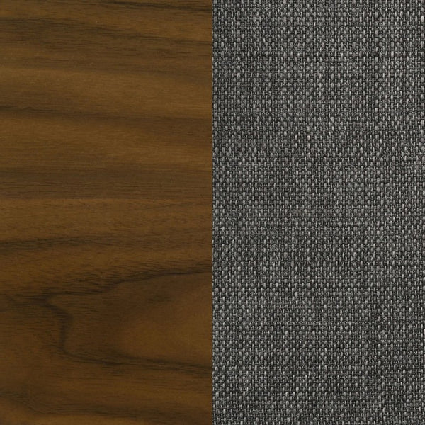 English Elm Natural Walnut Frame Mid-Century Dining Chairs with Grey Upholstered Seats Set of 2 B2777P536447