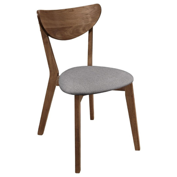 English Elm Natural Walnut Frame Mid-Century Dining Chairs with Grey Upholstered Seats Set of 2 B2777P536447