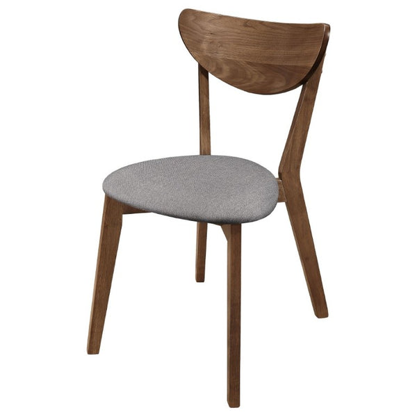 English Elm Natural Walnut Frame Mid-Century Dining Chairs with Grey Upholstered Seats Set of 2 B2777P536447