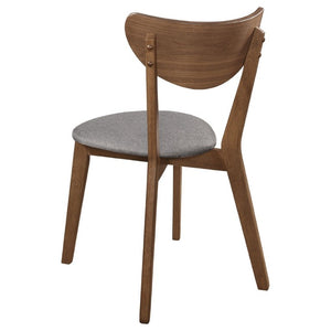 English Elm Natural Walnut Frame Mid-Century Dining Chairs with Grey Upholstered Seats Set of 2 B2777P536447
