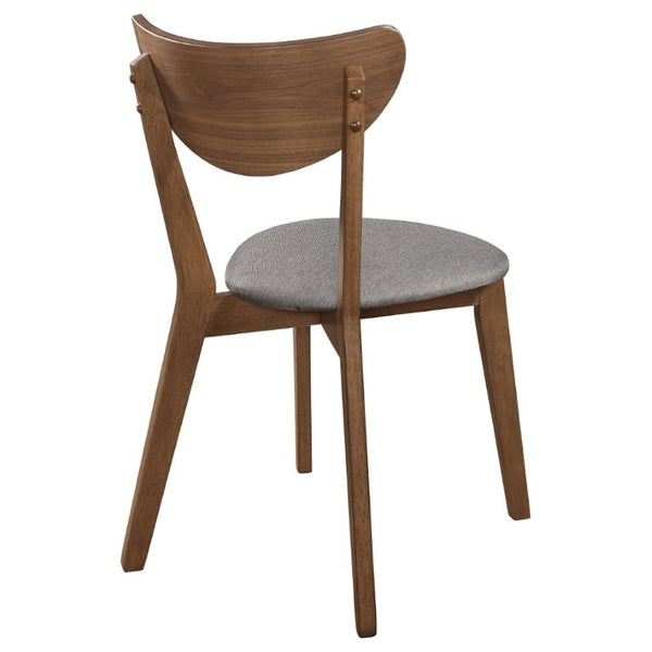 English Elm Natural Walnut Frame Mid-Century Dining Chairs with Grey Upholstered Seats Set of 2 B2777P536447