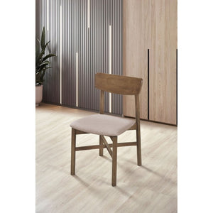 English Elm Svenstra Scandinavian Walnut Dining Chairs Set of Two with Tapered Legs Tan Seat B2777P536451