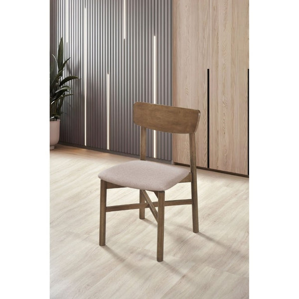 English Elm Svenstra Scandinavian Walnut Dining Chairs Set of Two with Tapered Legs Tan Seat B2777P536451
