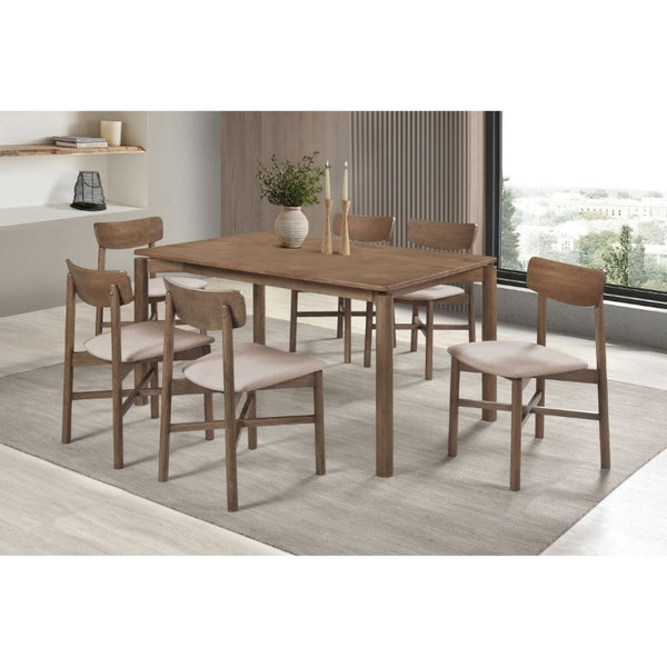 English Elm Svenstra Scandinavian Walnut Dining Chairs Set of Two with Tapered Legs Tan Seat B2777P536451