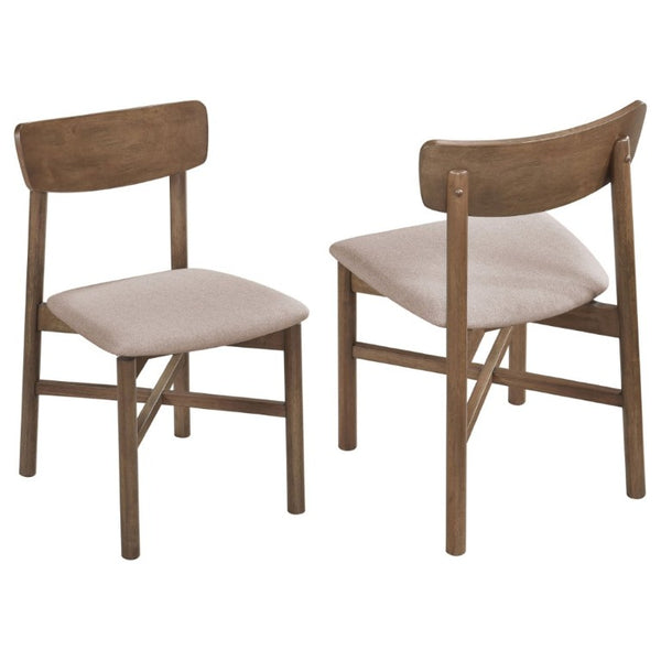 English Elm Svenstra Scandinavian Walnut Dining Chairs Set of Two with Tapered Legs Tan Seat B2777P536451