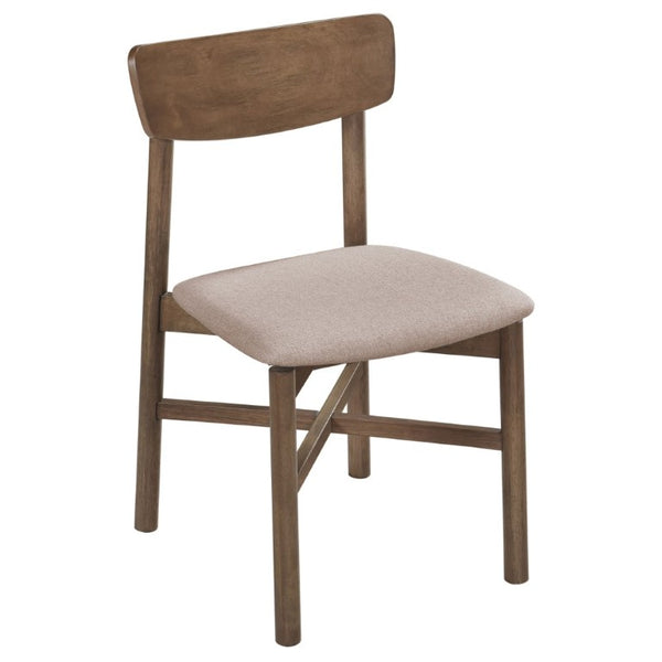 English Elm Svenstra Scandinavian Walnut Dining Chairs Set of Two with Tapered Legs Tan Seat B2777P536451