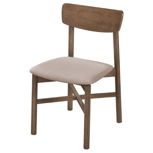 English Elm Svenstra Scandinavian Walnut Dining Chairs Set of Two with Tapered Legs Tan Seat B2777P536451