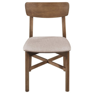 English Elm Svenstra Scandinavian Walnut Dining Chairs Set of Two with Tapered Legs Tan Seat B2777P536451