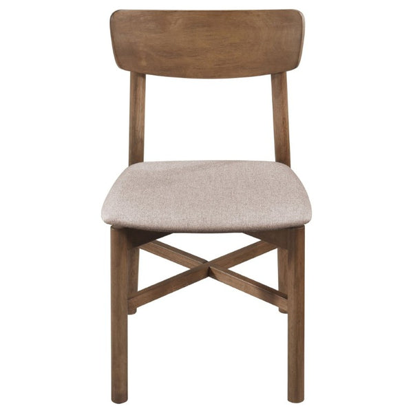 English Elm Svenstra Scandinavian Walnut Dining Chairs Set of Two with Tapered Legs Tan Seat B2777P536451