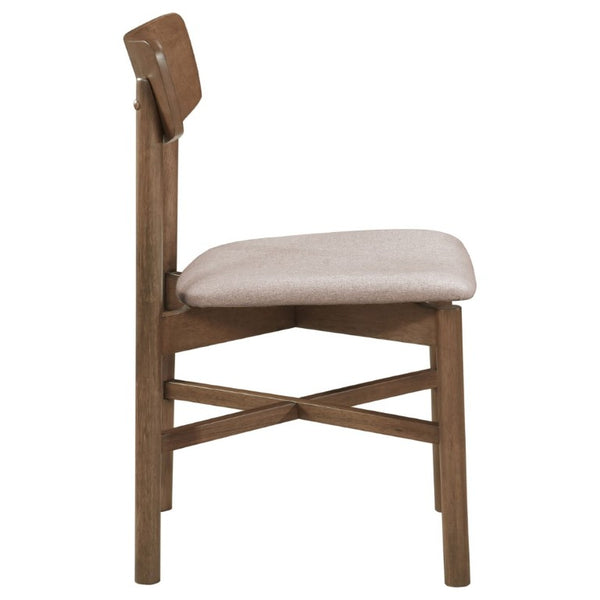 English Elm Svenstra Scandinavian Walnut Dining Chairs Set of Two with Tapered Legs Tan Seat B2777P536451