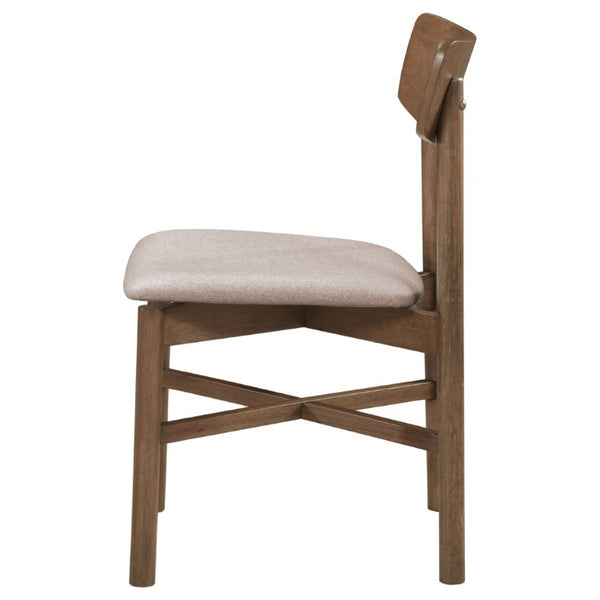 English Elm Svenstra Scandinavian Walnut Dining Chairs Set of Two with Tapered Legs Tan Seat B2777P536451