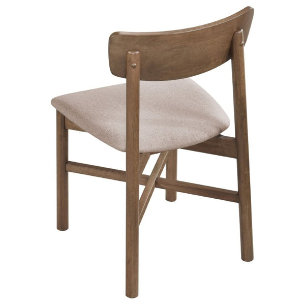 English Elm Svenstra Scandinavian Walnut Dining Chairs Set of Two with Tapered Legs Tan Seat B2777P536451