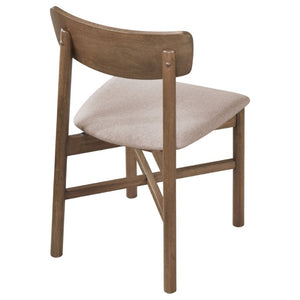 English Elm Svenstra Scandinavian Walnut Dining Chairs Set of Two with Tapered Legs Tan Seat B2777P536451