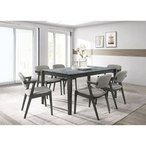 English Elm Dark Walnut Floating Seatback Dining Chairs Mid-Century Sculptural Hardwood Set Grey B2777P536455