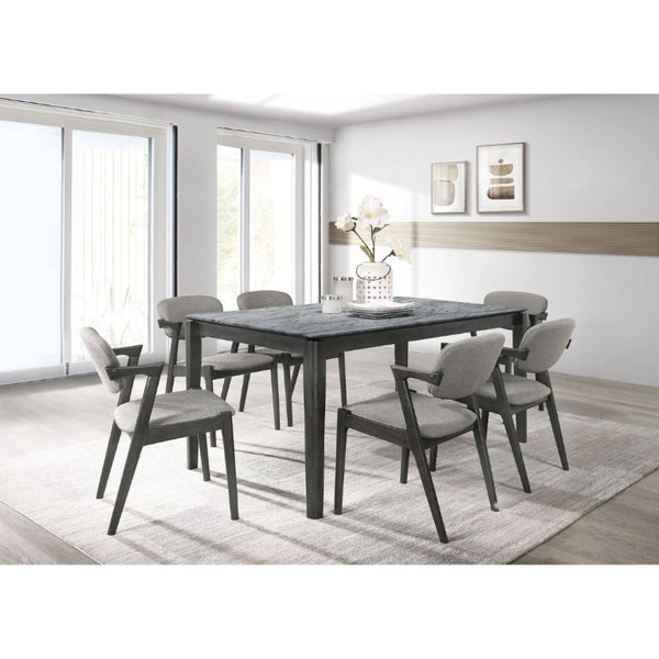 English Elm Dark Walnut Floating Seatback Dining Chairs Mid-Century Sculptural Hardwood Set Grey B2777P536455