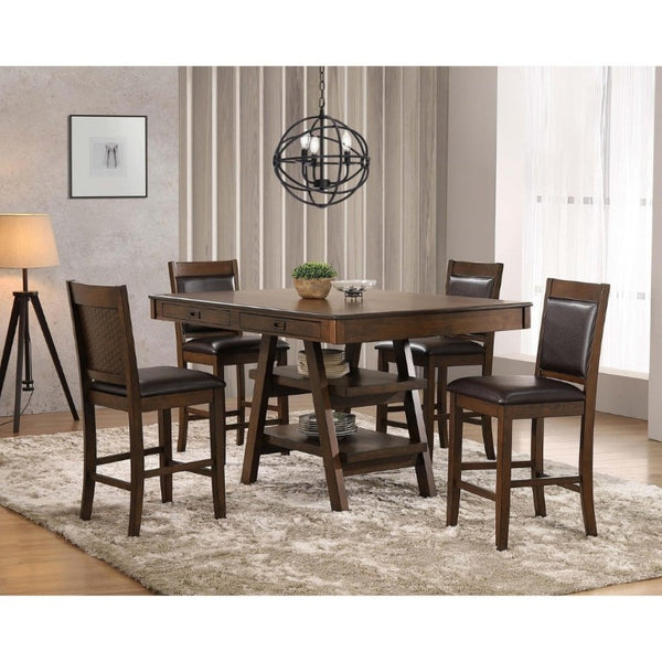 English Elm Dewey Mid-Century Counter Chairs Set of 2 Faux Leather Walnut Frame Kitchen B2777P536456