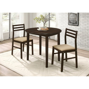 English Elm Cappuccino Hardwood Drop Leaf Dining Set with Microfiber Ladder Back Chairs for Small Spaces B2777P536459