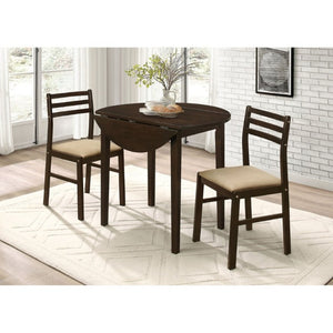English Elm Cappuccino Hardwood Drop Leaf Dining Set with Microfiber Ladder Back Chairs for Small Spaces B2777P536459