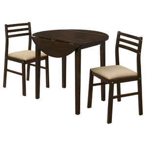 English Elm Cappuccino Hardwood Drop Leaf Dining Set with Microfiber Ladder Back Chairs for Small Spaces B2777P536459