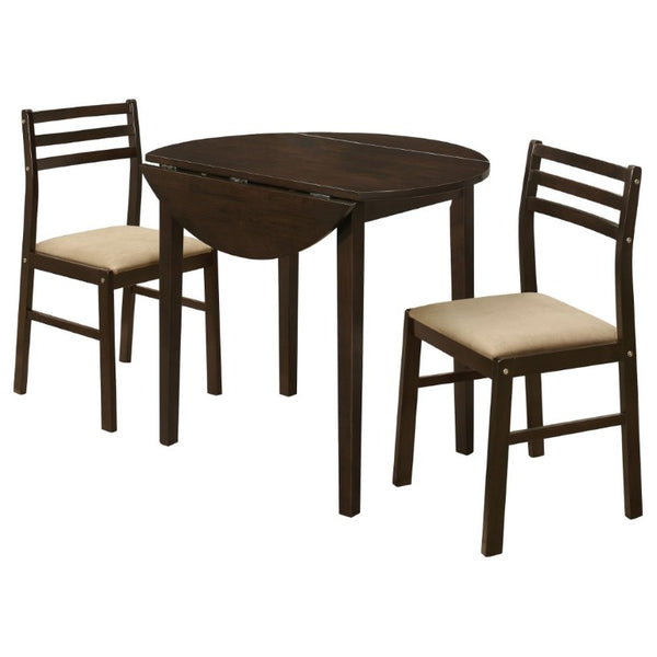 English Elm Cappuccino Hardwood Drop Leaf Dining Set with Microfiber Ladder Back Chairs for Small Spaces B2777P536459
