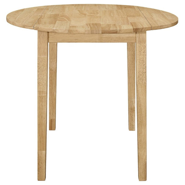 English Elm Natural Hardwood Drop Leaf Round Dining Set with Ladder Back Chairs for Small Spaces B2777P536460