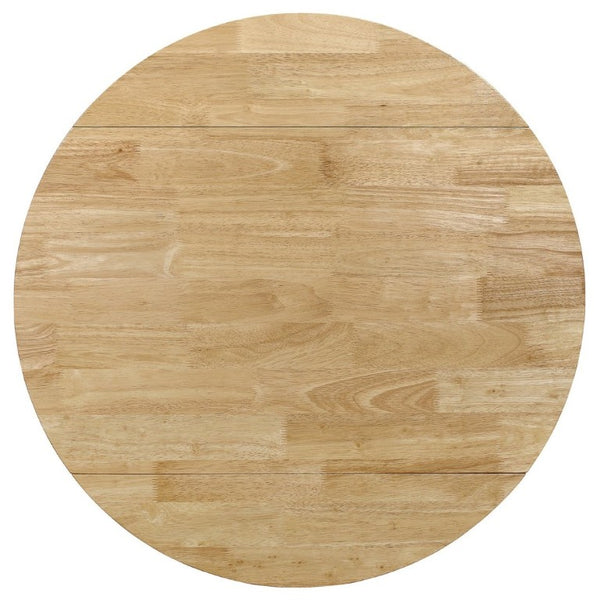 English Elm Natural Hardwood Drop Leaf Round Dining Set with Ladder Back Chairs for Small Spaces B2777P536460