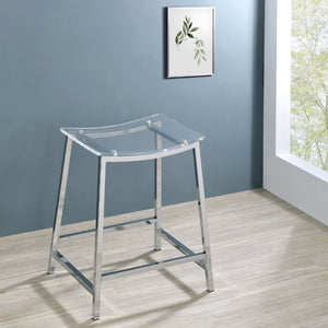 English Elm Staten Acrylic and Chrome Backless Counterstools Sleek Pair for Kitchen or Bar B2777P536461