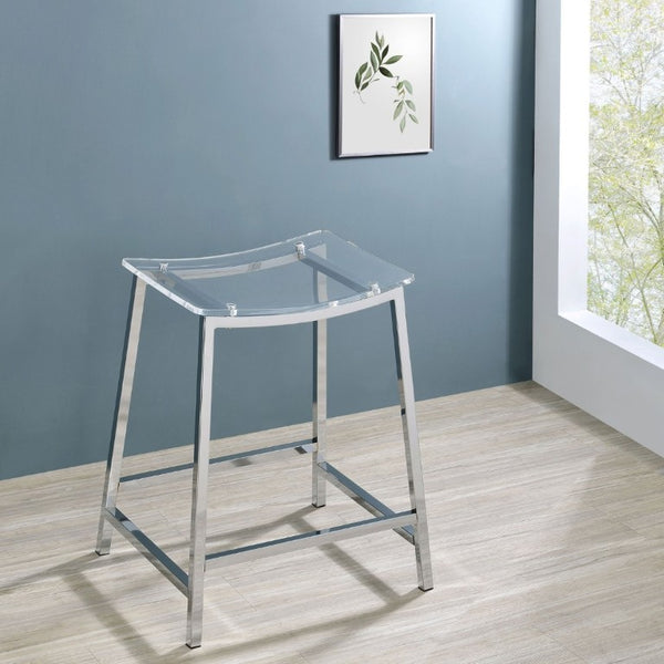 English Elm Staten Acrylic and Chrome Backless Counterstools Sleek Pair for Kitchen or Bar B2777P536461