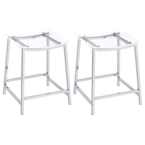 English Elm Staten Acrylic and Chrome Backless Counterstools Sleek Pair for Kitchen or Bar B2777P536461