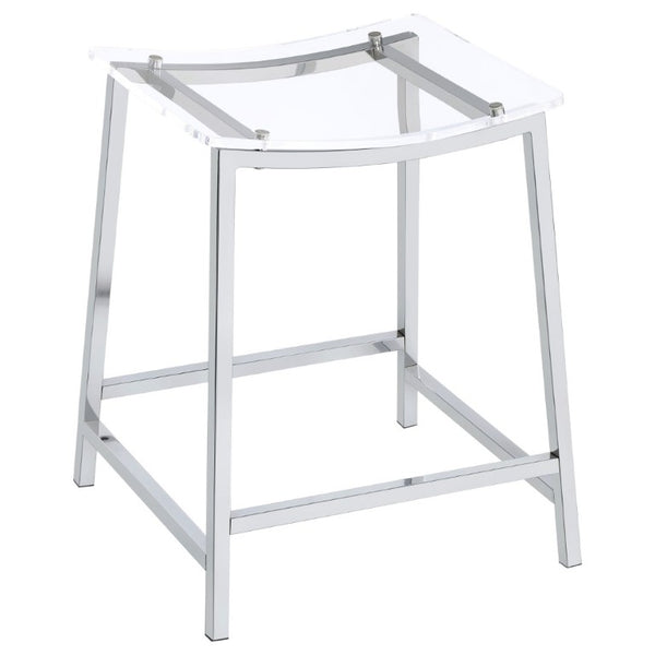 English Elm Staten Acrylic and Chrome Backless Counterstools Sleek Pair for Kitchen or Bar B2777P536461