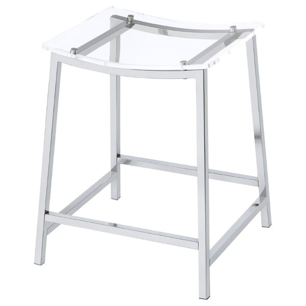 English Elm Staten Acrylic and Chrome Backless Counterstools Sleek Pair for Kitchen or Bar B2777P536461