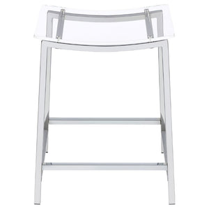English Elm Staten Acrylic and Chrome Backless Counterstools Sleek Pair for Kitchen or Bar B2777P536461