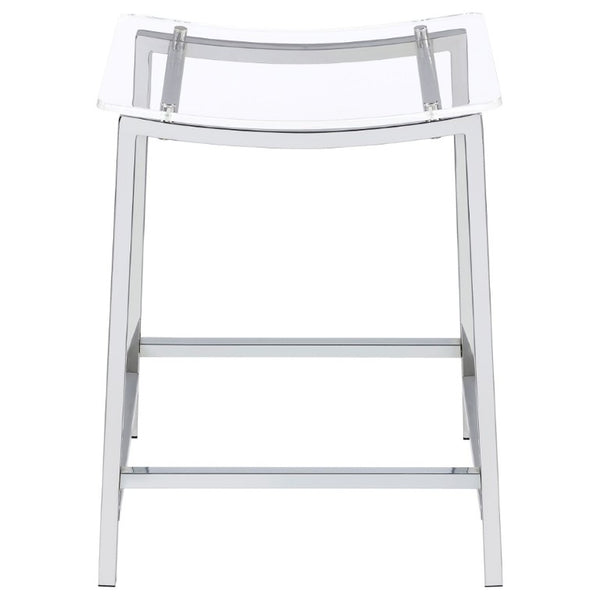 English Elm Staten Acrylic and Chrome Backless Counterstools Sleek Pair for Kitchen or Bar B2777P536461