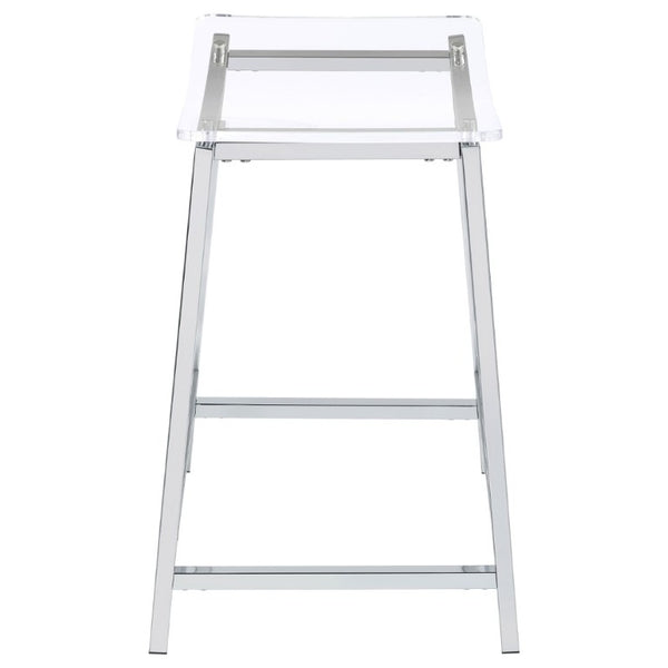 English Elm Staten Acrylic and Chrome Backless Counterstools Sleek Pair for Kitchen or Bar B2777P536461