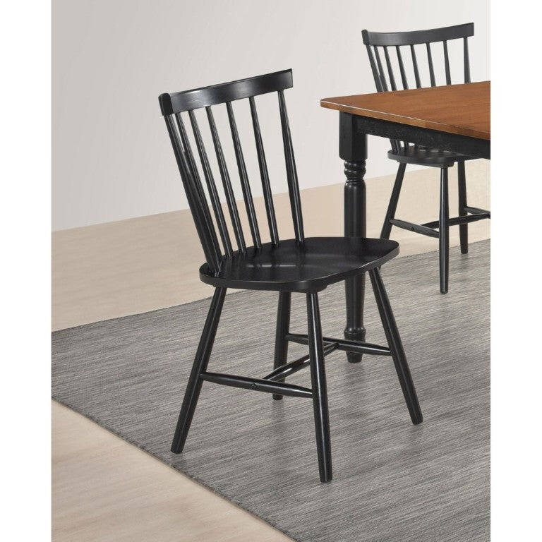 English Elm Hayward Spindle Back Solid Hardwood Dining Chairs Matte Black Farmhouse Set of Two B2777P536463