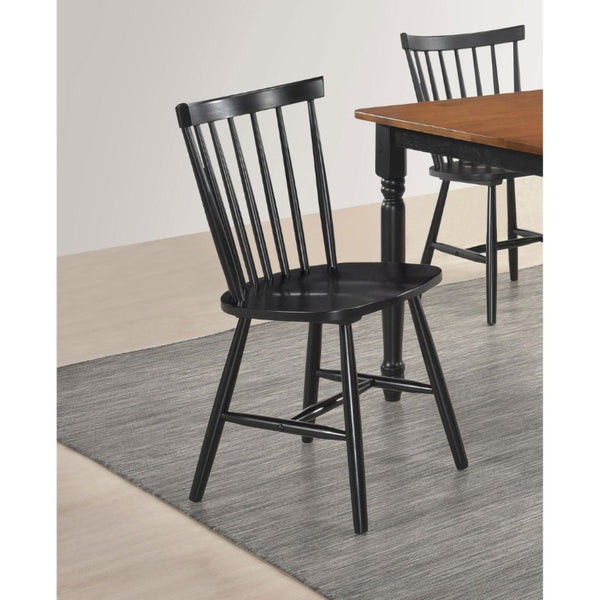 English Elm Hayward Spindle Back Solid Hardwood Dining Chairs Matte Black Farmhouse Set of Two B2777P536463