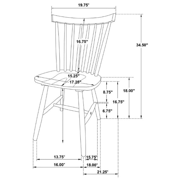 English Elm Hayward Spindle Back Solid Hardwood Dining Chairs Matte Black Farmhouse Set of Two B2777P536463