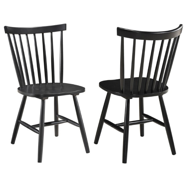 English Elm Hayward Spindle Back Solid Hardwood Dining Chairs Matte Black Farmhouse Set of Two B2777P536463