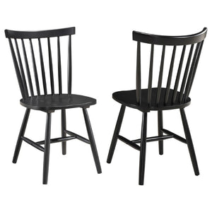 English Elm Hayward Spindle Back Solid Hardwood Dining Chairs Matte Black Farmhouse Set of Two B2777P536463